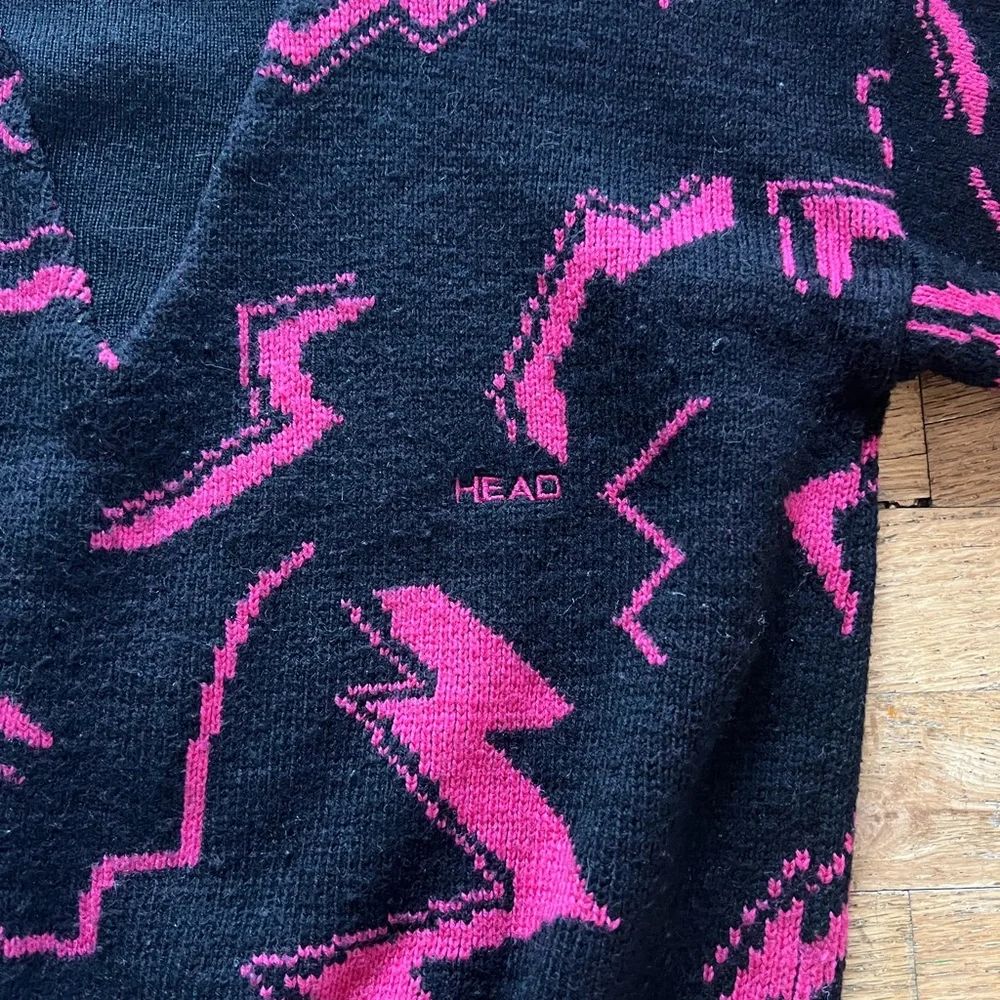 Vintage Head Black and Pink Turtleneck Sweater - Picture 2 of 5
